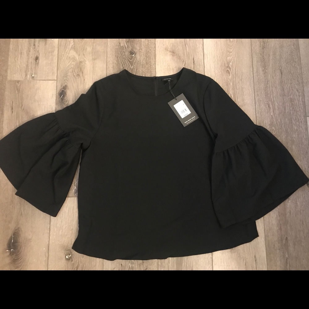 Womens Plus Crop Black Wide Shirt Blouse Top 1x